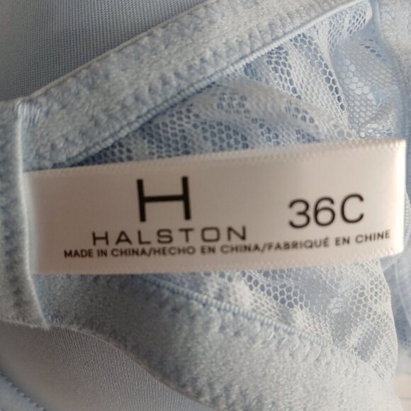 WOMENS HALSTON LIGHT BLUE UNDERWIRE BRA SIZE 36C, LIKE NEW CONDITION - Picture 3 of 11